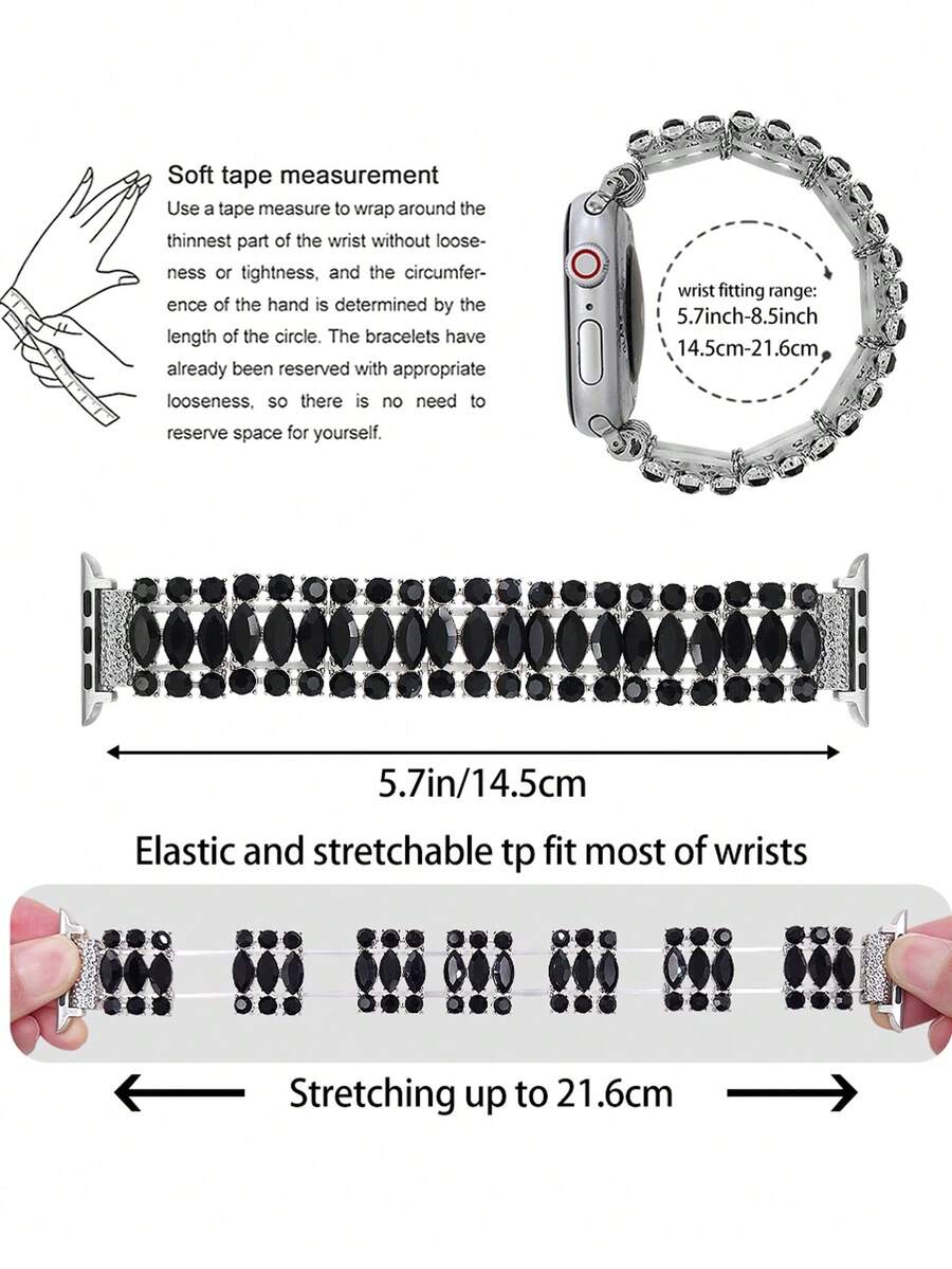 Luksuzna elastična narukvica za sat sa sjajnim kristalima, kompatibilna sa Apple Watch 38mm 40mm 41mm 42mm 44mm 45mm 49mm (S10 42)mm (S10 46)mm (S11 42)mm (S11 46)mm
