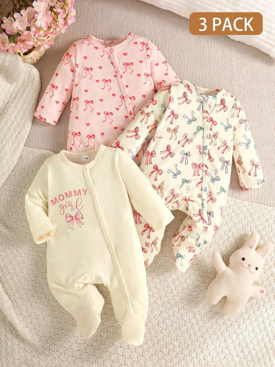 3 komada dečijih kombinezona za devojčice, slatki i nežni, roze i krem, rebrasti sa printom višnje