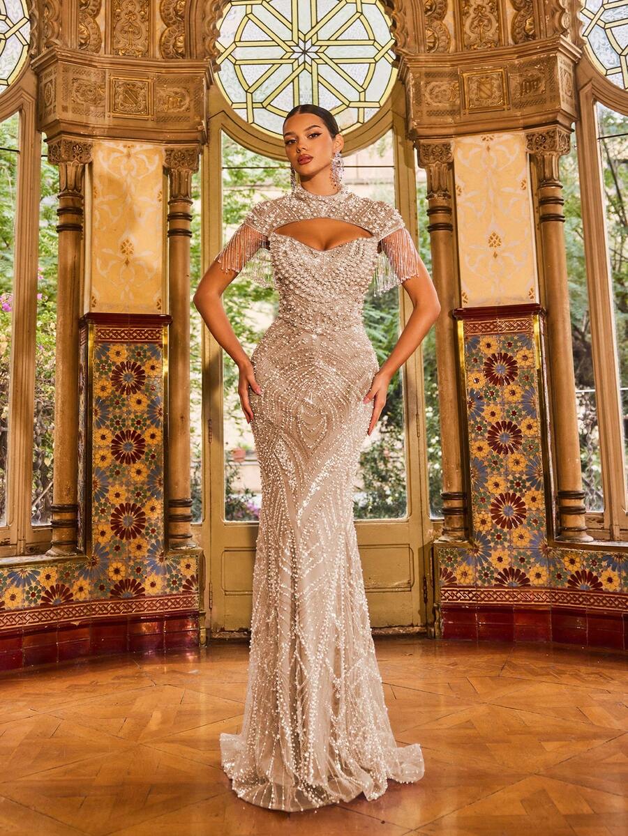 Elegantna duga ženska haljina kroja sirena, sa srcastim izrezom