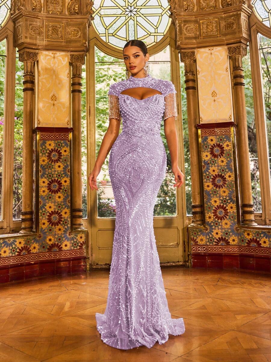 Elegantna duga ženska haljina kroja sirena, sa srcastim izrezom