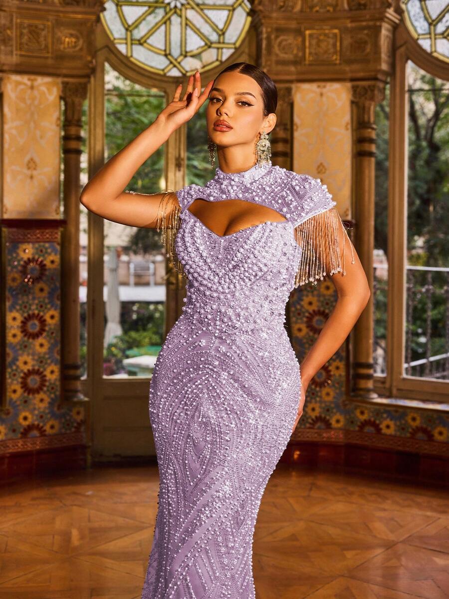 Elegantna duga ženska haljina kroja sirena, sa srcastim izrezom
