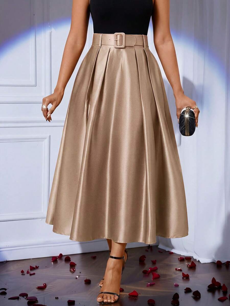 Lady elegantna plisirana suknja jednobojna