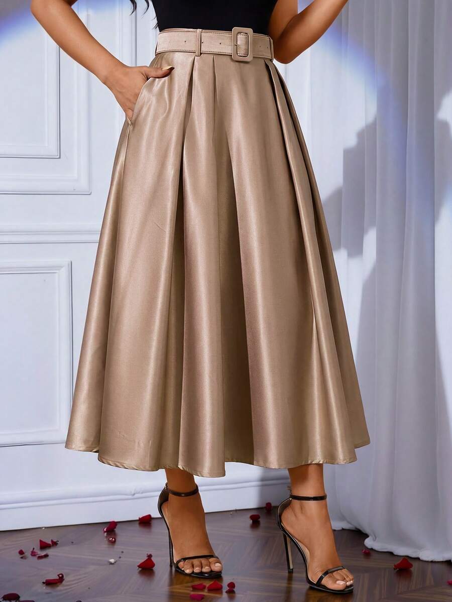 Lady elegantna plisirana suknja jednobojna