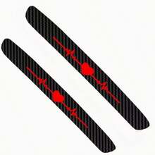 Heart-Shaped Heartbeat Pattern Brake Light Sticker, Electrocardiogram Tail Light Sticker, 3D Carbon Fiber Matte Finish, Adds Eye-Catching Safety Markings To Vehicles
