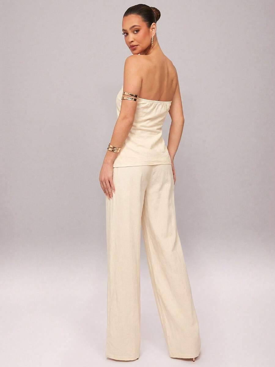 Set  Ženski Asimetrični Bandeau Top i Pantalone
