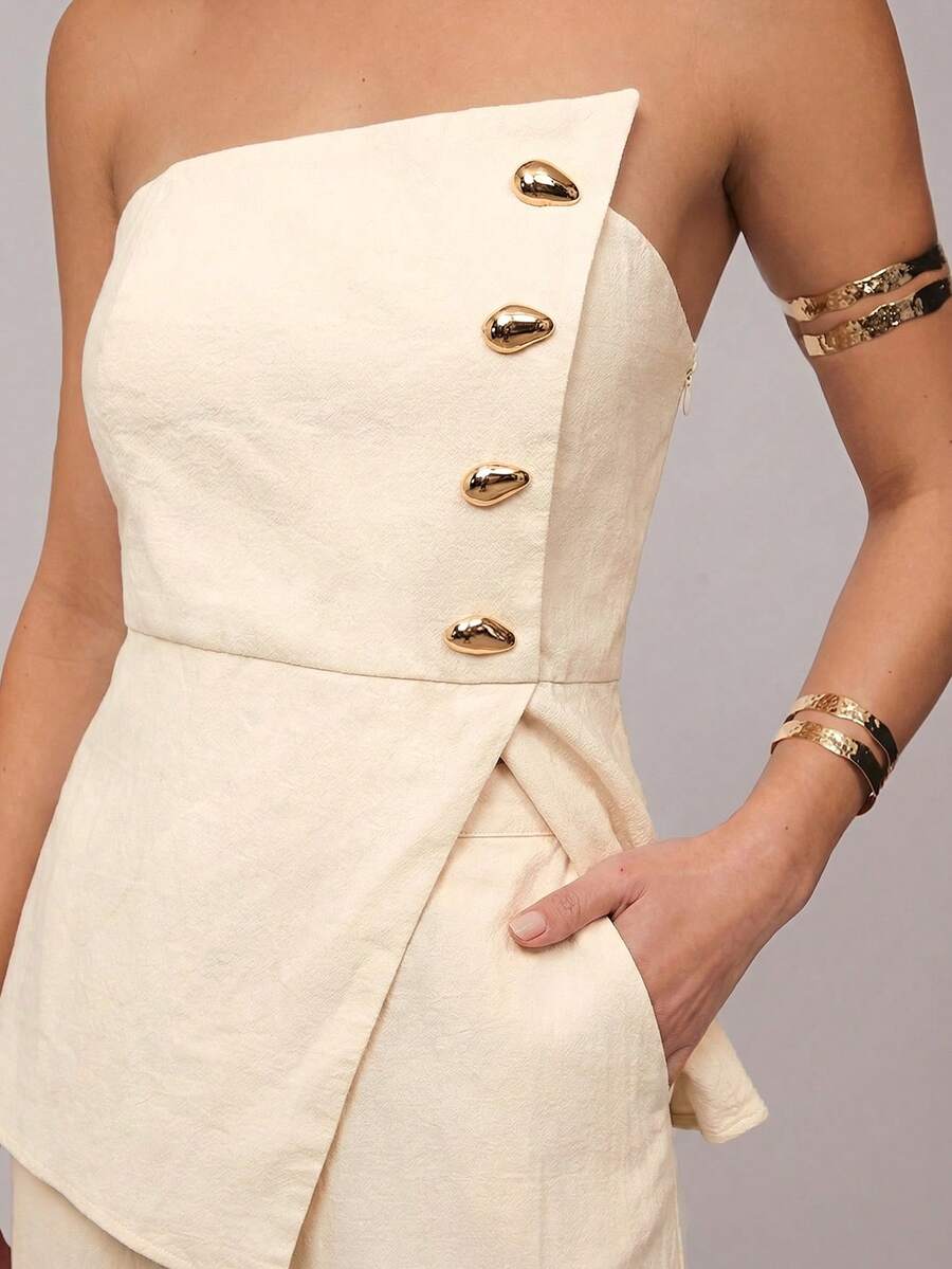 Set  Ženski Asimetrični Bandeau Top i Pantalone