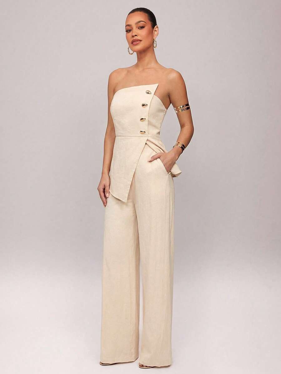 Set  Ženski Asimetrični Bandeau Top i Pantalone
