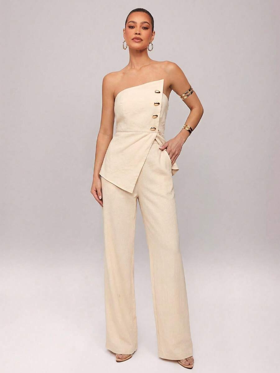 Set  Ženski Asimetrični Bandeau Top i Pantalone