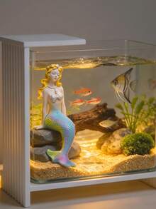 Exquisite Resin Mermaid Figurine, Handcrafted Aquarium Ornament With Gradient Tail