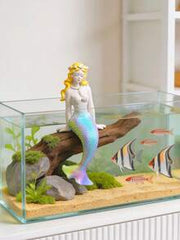 Exquisite Resin Mermaid Figurine, Handcrafted Aquarium Ornament With Gradient Tail