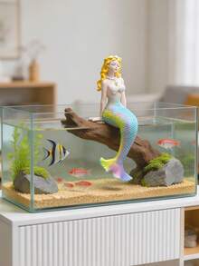Exquisite Resin Mermaid Figurine, Handcrafted Aquarium Ornament With Gradient Tail