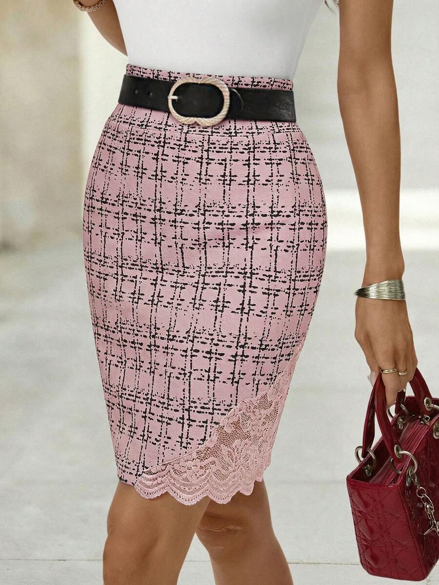 Ženska Elegantna Suknja sa Čipkastim Umetkom
