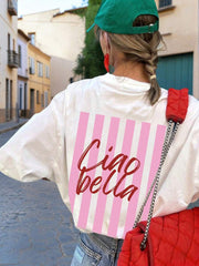 Summer New Casual Simple Letter Print Round Neck Short Sleeve T-Shirt, Fashionable Versatile Women's Top White