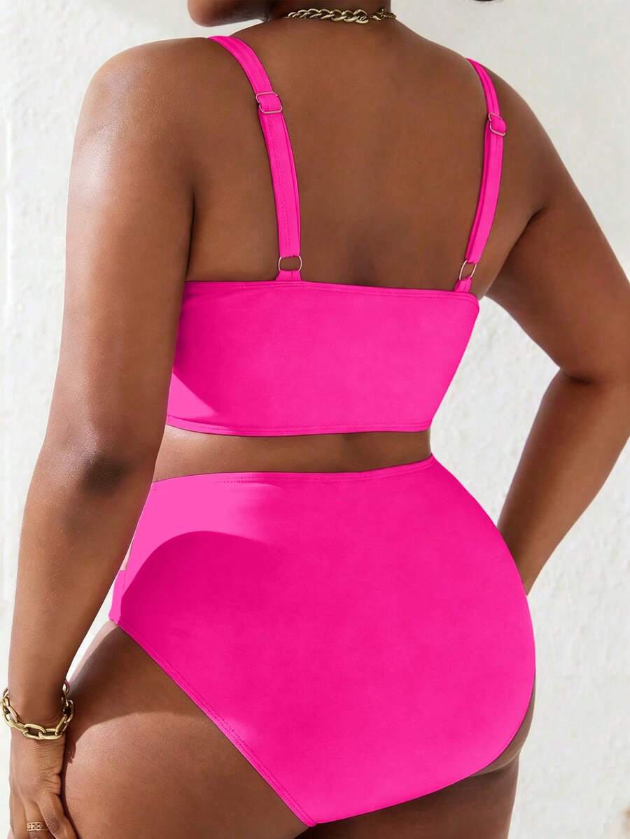 Ženski tankini set za plivanje plus size, 2 dela
