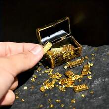 1 Set Of Mini Pirate Treasure Chest With Gold Coins And A Bar - Metal Aquarium Decorations, Fish Tank Decorations For Halloween And Christmas, Sturdy Metal Structure, Realistic Design Suitable For Aquatic Plants And Fish, Aquarium Decorations, Holiday Decorations, Decorations, Fine Craftsmanship, Aquarium Accessories, Home Decorator, Aquarium Decoration, Aquarium Set, Aquarium Accessories, Fish Decoration, Mini Model