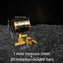 1 Set Of Mini Pirate Treasure Chest With Gold Coins And A Bar - Metal Aquarium Decorations, Fish Tank Decorations For Halloween And Christmas, Sturdy Metal Structure, Realistic Design Suitable For Aquatic Plants And Fish, Aquarium Decorations, Holiday Decorations, Decorations, Fine Craftsmanship, Aquarium Accessories, Home Decorator, Aquarium Decoration, Aquarium Set, Aquarium Accessories, Fish Decoration, Mini Model