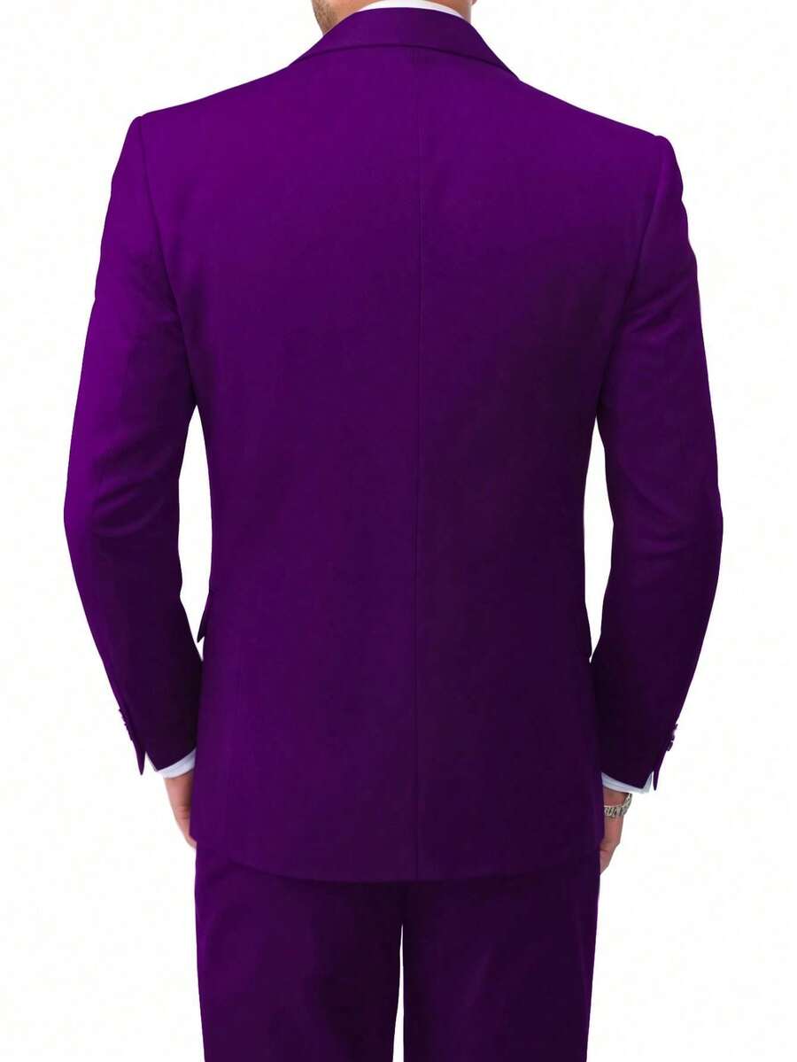 Muški set od 3 dela u jednoj boji, slim fit, rastegljiv, uključuje sako, prsluk i pantalone