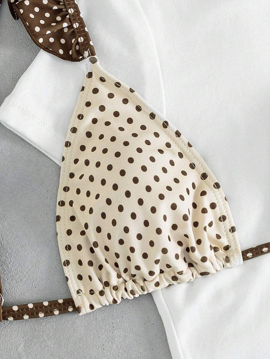 Ženski Seksi Roze i Žuti Karirani Bikini Set sa Volanima