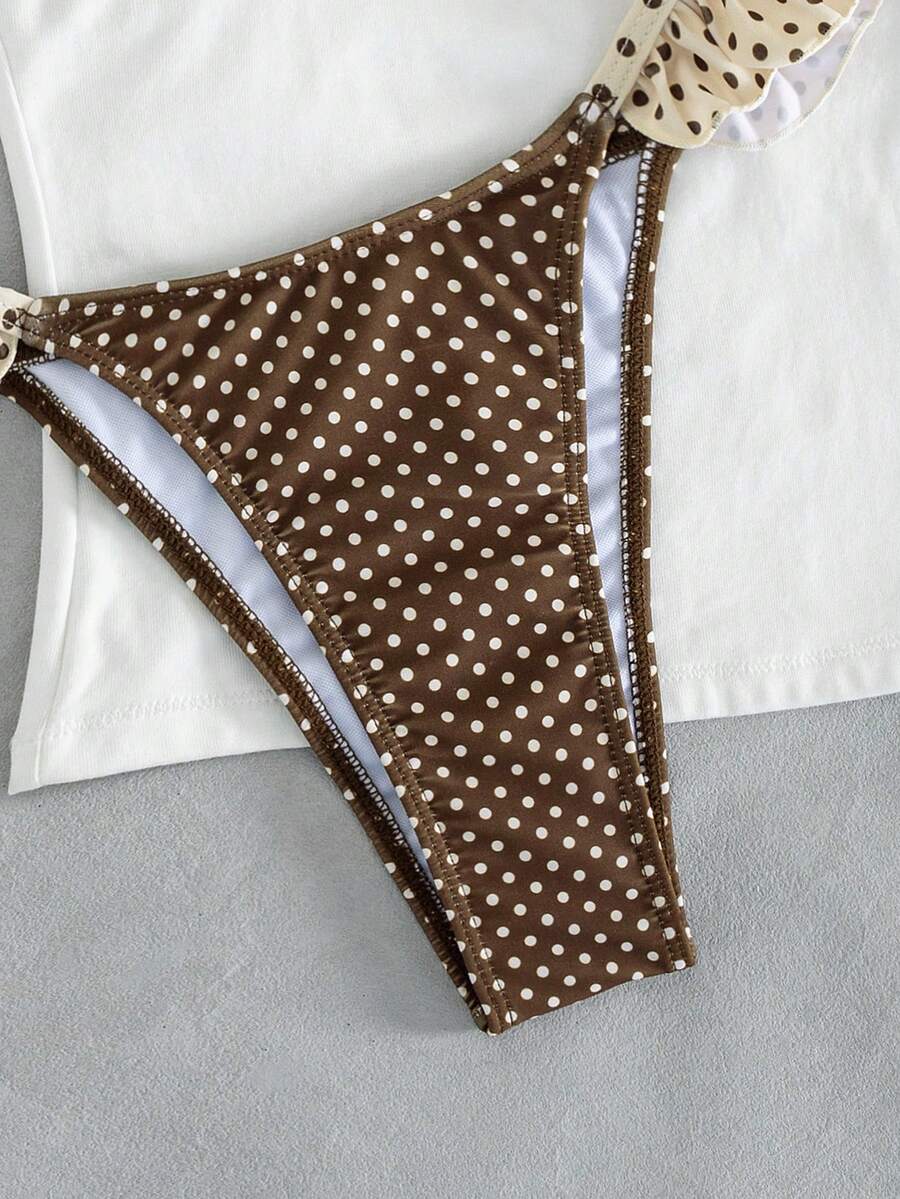 Ženski Seksi Roze i Žuti Karirani Bikini Set sa Volanima