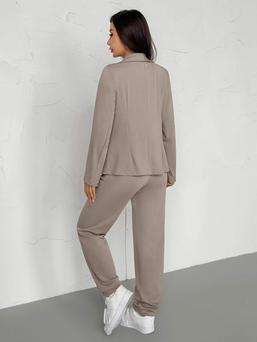 Ženski Tanak Blejzer i Elastične Pantalone Set Elegantno