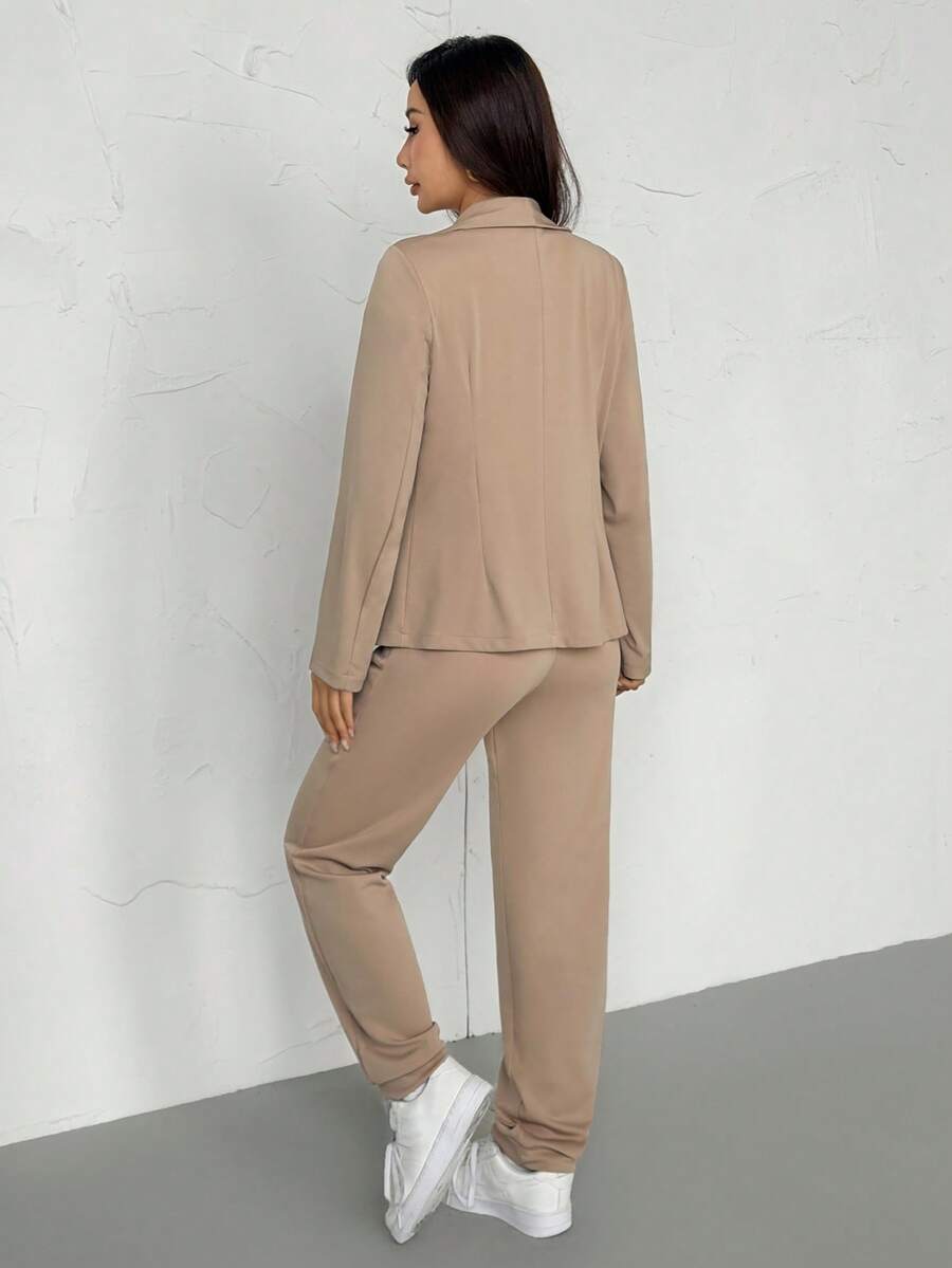 Ženski Tanak Blejzer i Elastične Pantalone Set Elegantno