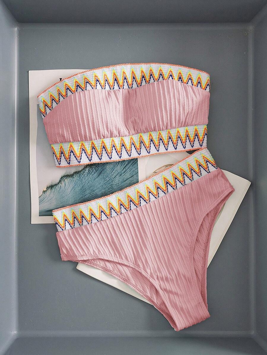 Ženski Patchwork Bandeau Bikini Set