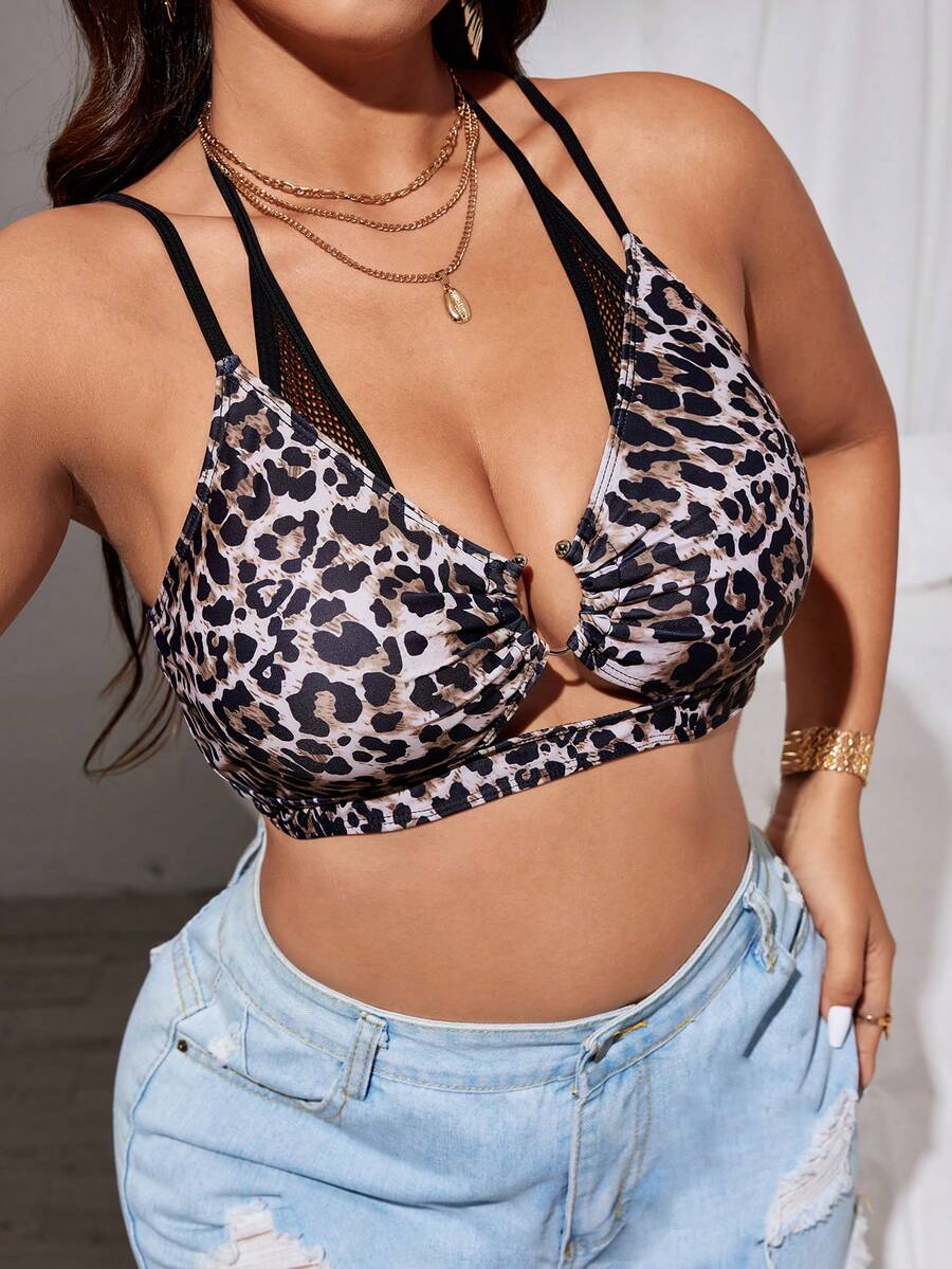 Letnji plus size halter bikini gornji deo sa povezivanjem prstenovima