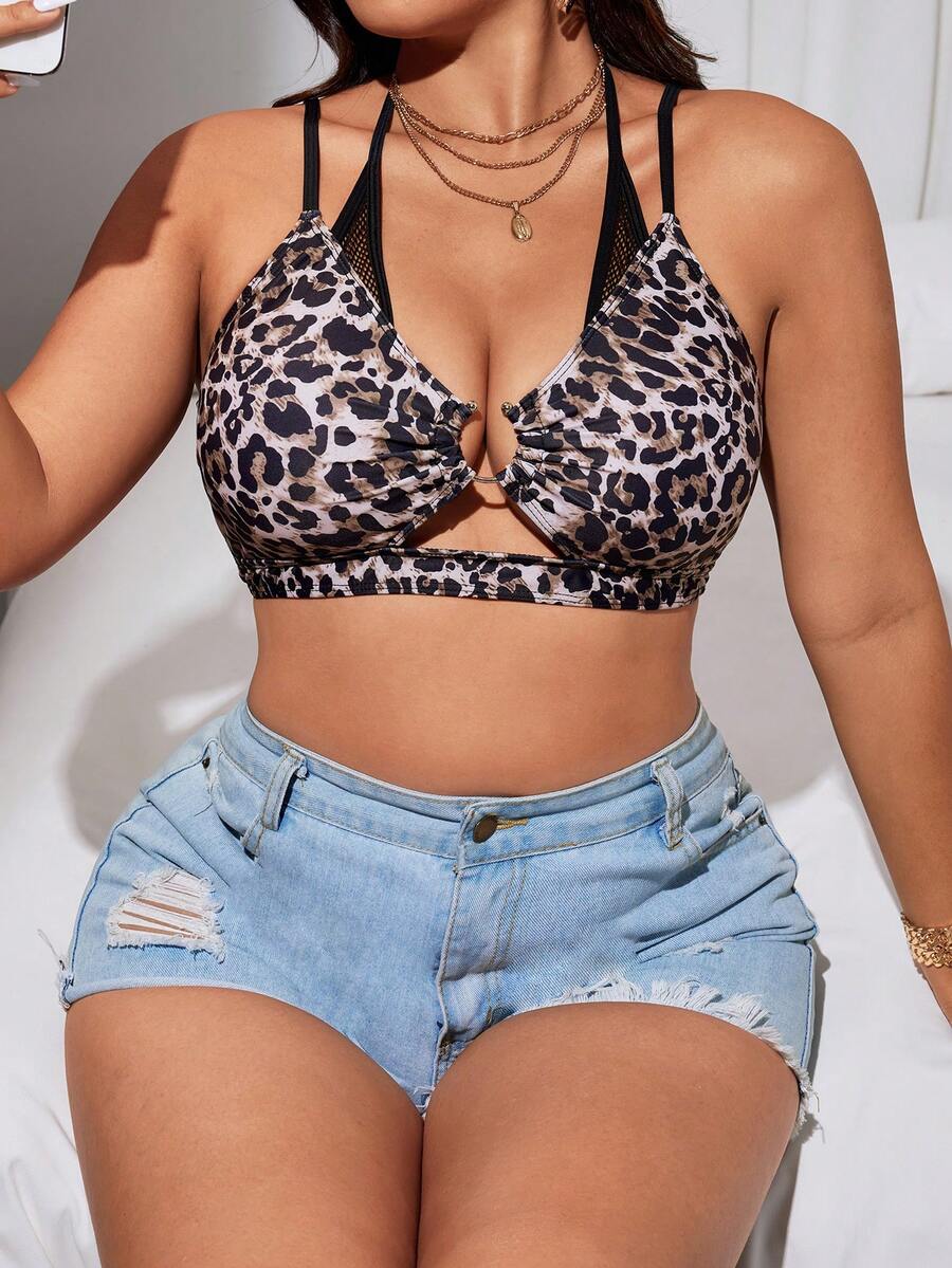 Letnji plus size halter bikini gornji deo sa povezivanjem prstenovima