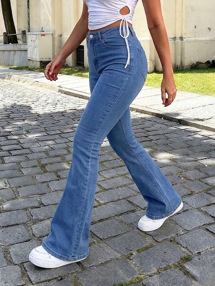 Ženske pantalone Y2K stila, jednobojne