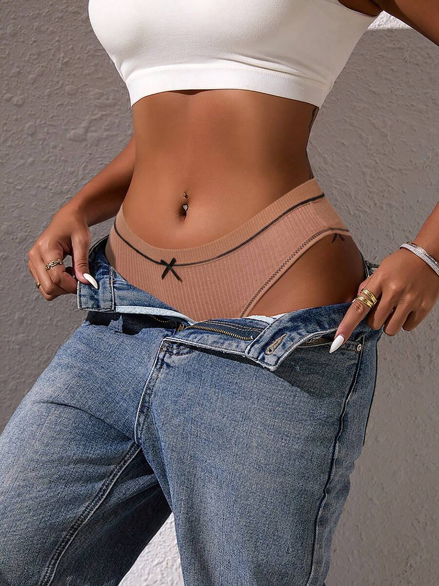 7 komada ženskih seksi G-tanga gaćica sa mašnom dekoracijom, prozračni meki donji veš