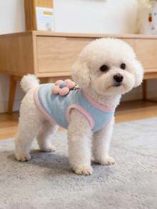 1pc Spring/Summer Pet Clothes, Cute Floral Breathable Harness Vest For Small Dogs & Cats, Poodle Puppy Kitten Apparel