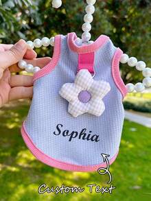1pc Personalized Pet Mesh Vest, Custom Pet Clothing, Comfortable Breathable Cute Design, Suitable For Spring, Suitable For Small Dogs, Cats Chest Harness With Paw Print Pattern And Leash Ring, Lightweight Customizable Pet Apparel, Pet Supplies