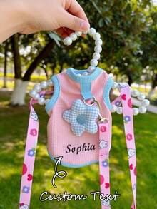 1pc Personalized Pet Mesh Vest, Custom Pet Clothing, Comfortable Breathable Cute Design, Suitable For Spring, Suitable For Small Dogs, Cats Chest Harness With Paw Print Pattern And Leash Ring, Lightweight Customizable Pet Apparel, Pet Supplies