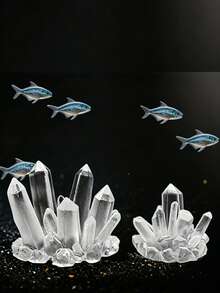 3D Transparent Crystal Ornament, Mini Aquarium Decor Theme Figurine, Resin Material, Handmade, Exquisite Craftsmanship, Luxurious Desktop Decor Simulated Crystal Cluster, Aquarium Landscaping
