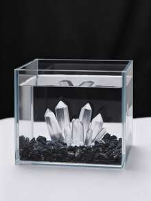 3D Transparent Crystal Ornament, Mini Aquarium Decor Theme Figurine, Resin Material, Handmade, Exquisite Craftsmanship, Luxurious Desktop Decor Simulated Crystal Cluster, Aquarium Landscaping