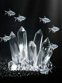 3D Transparent Crystal Ornament, Mini Aquarium Decor Theme Figurine, Resin Material, Handmade, Exquisite Craftsmanship, Luxurious Desktop Decor Simulated Crystal Cluster, Aquarium Landscaping