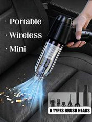 3-In-1 Car Vacuum Cleaner, Strong Suction Portable Cordless Vacuum Cleaner For Dry & Wet Use, 2400mAh