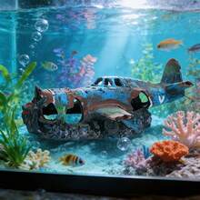 Creative Fish Tank Landscaping Aquarium Accessories Fish Shrimp Avoiding Houses Fighter Jet Resin Crafts Aquarium Decorations