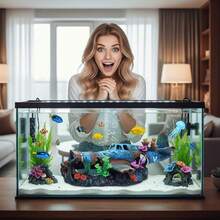 Creative Fish Tank Landscaping Aquarium Accessories Fish Shrimp Avoiding Houses Fighter Jet Resin Crafts Aquarium Decorations