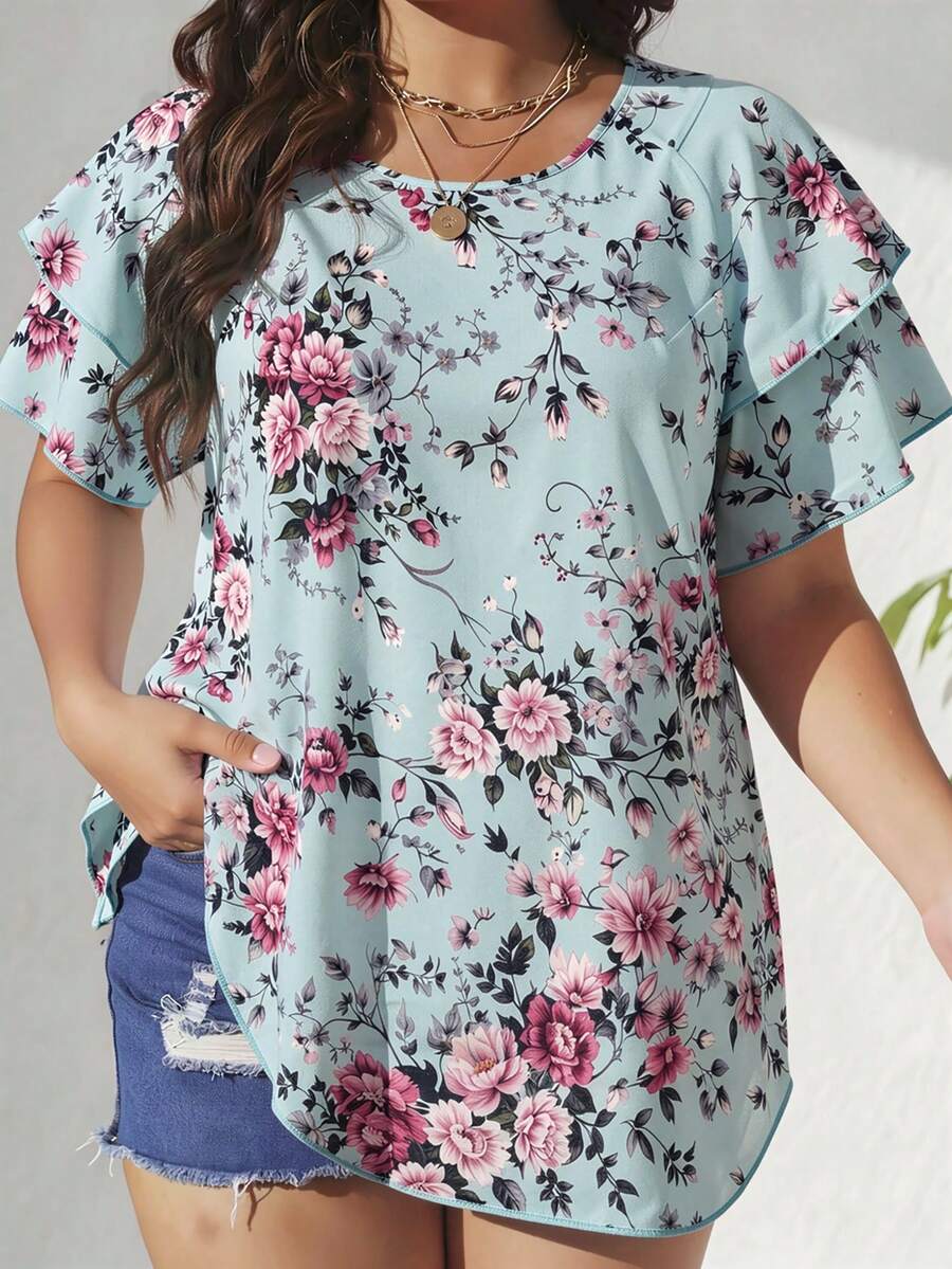 Ženska ležerna majica za plus size veličine sa printom srca