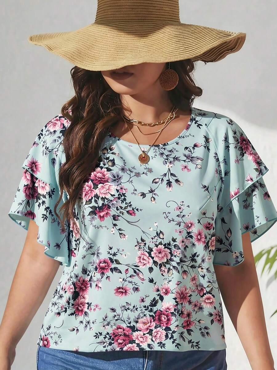Ženska ležerna majica za plus size veličine sa printom srca