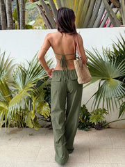 2kom/Set  Tube Top Bez Leđa & Visoki Struk Široke Pantalone