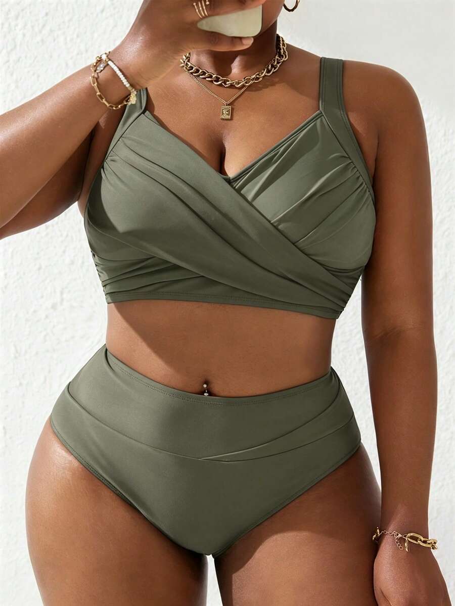 Ženski tankini set za plivanje plus size, 2 dela