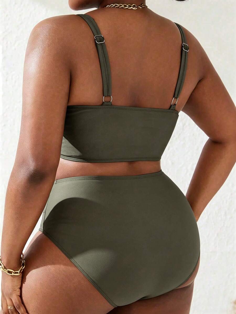 Ženski tankini set za plivanje plus size, 2 dela