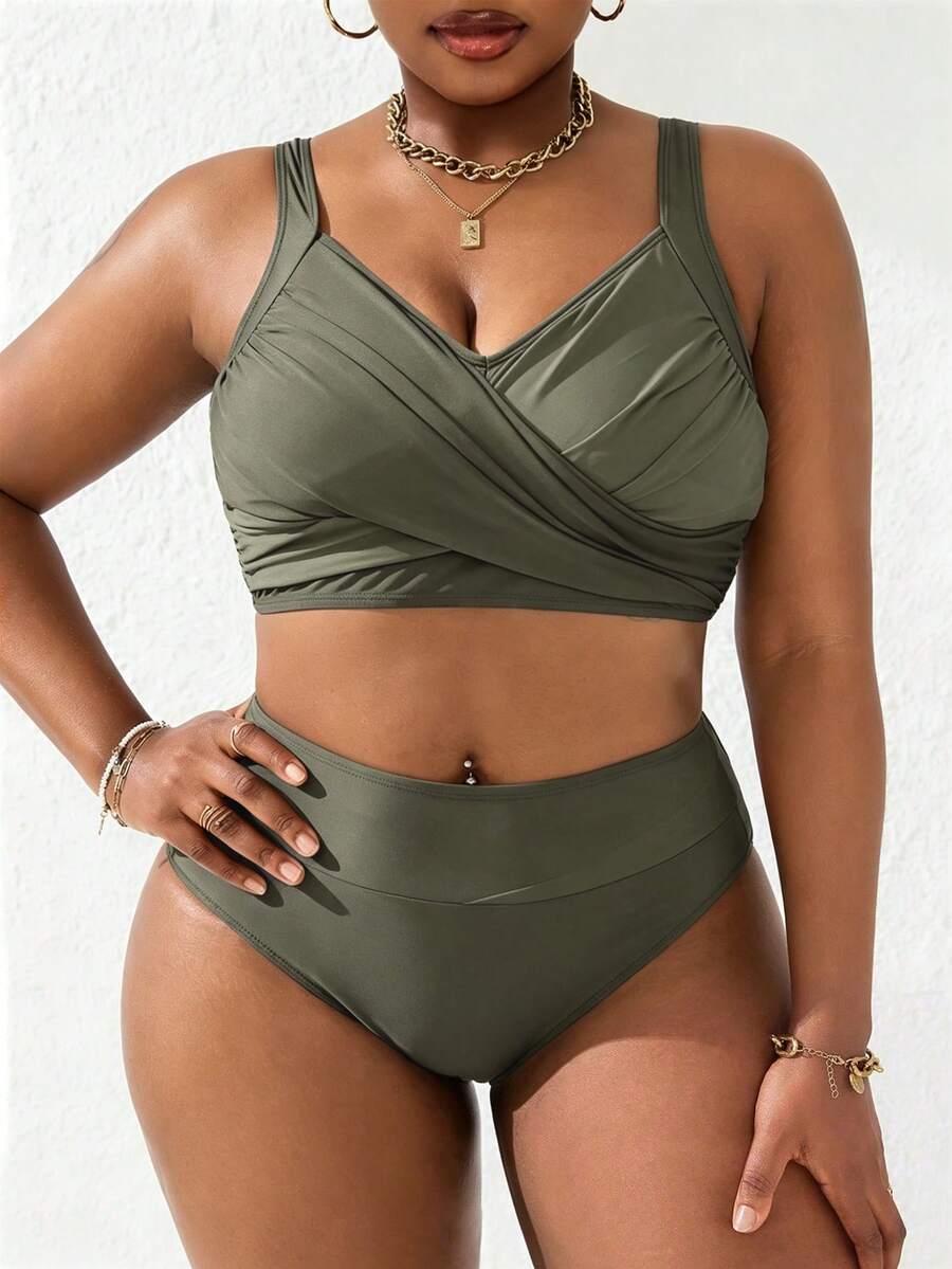 Ženski tankini set za plivanje plus size, 2 dela