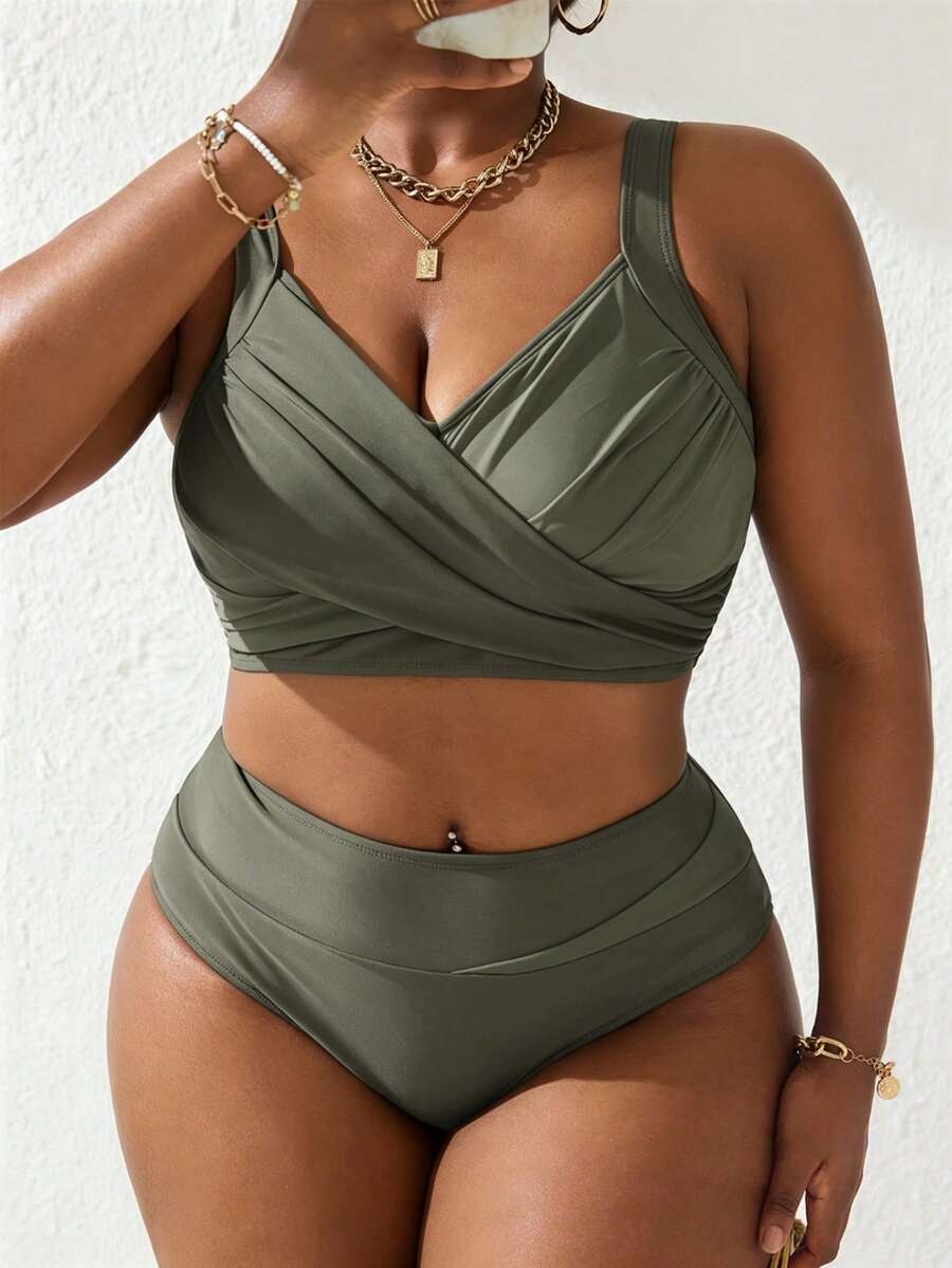 Ženski tankini set za plivanje plus size, 2 dela