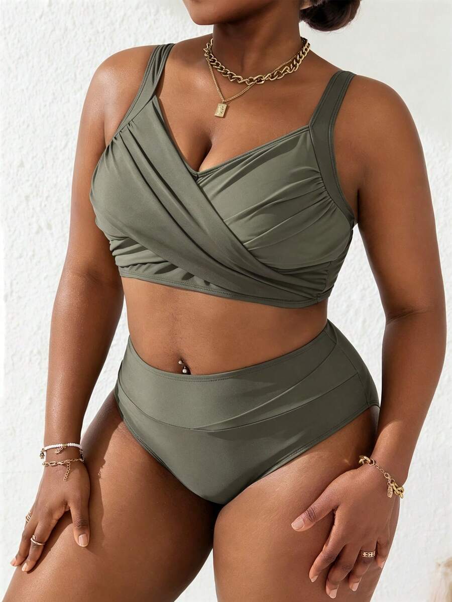 Ženski tankini set za plivanje plus size, 2 dela