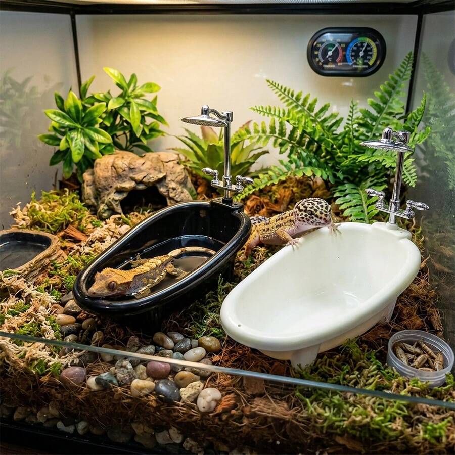 1pc Realistic Reptile & Small Pet Bath Tub, Suitable For Hamsters, Lizards, Turtles, Parrots And Birds, Aquarium And Cage Decor And Cleaning Accessory