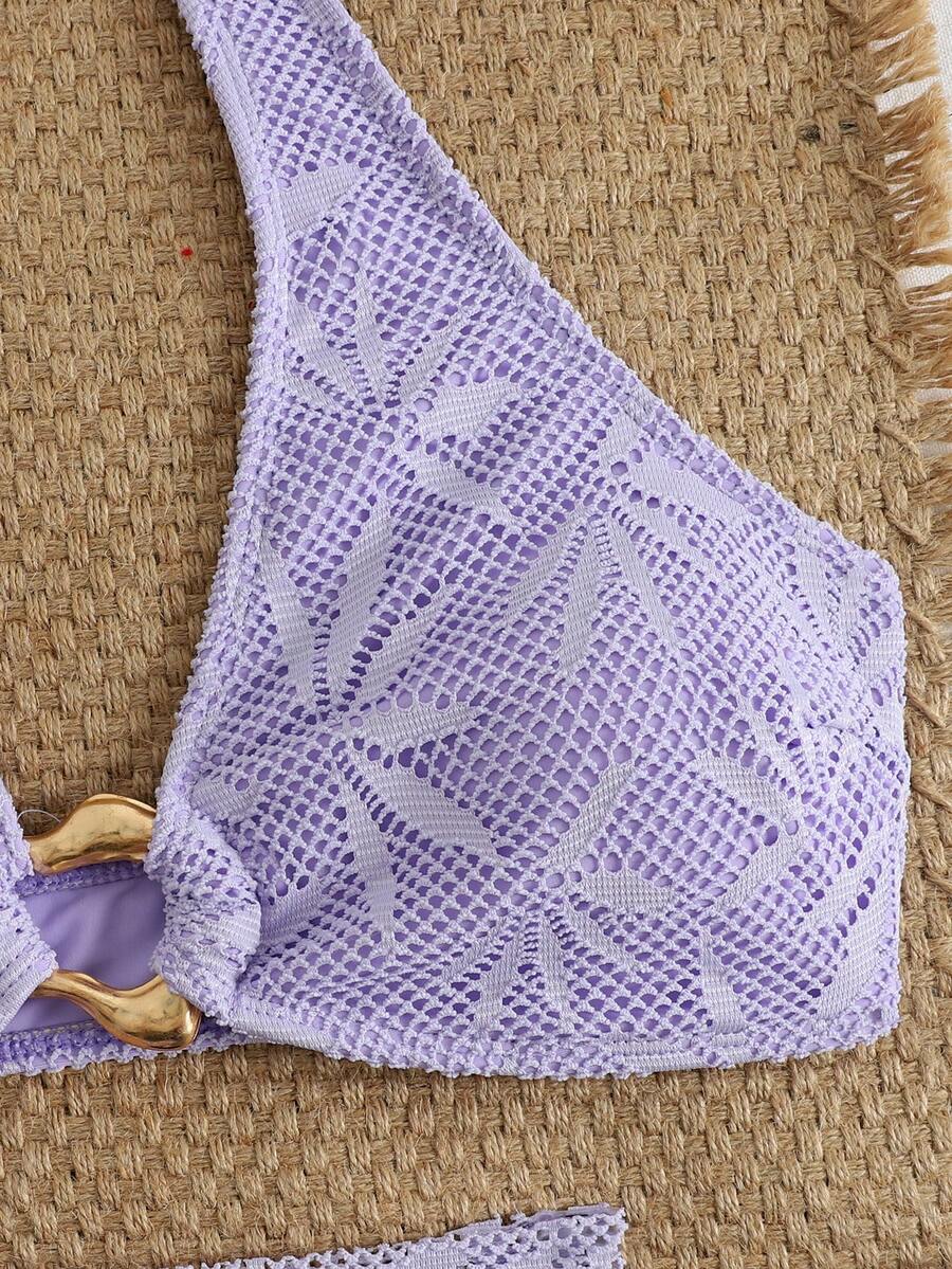 Ženski Krojeni Bikini 3u 1 Set Ukrašen Zlatnim Prstenovima