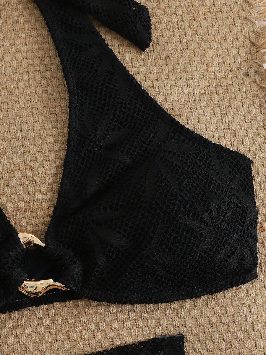 Ženski Krojeni Bikini 3u 1 Set Ukrašen Zlatnim Prstenovima